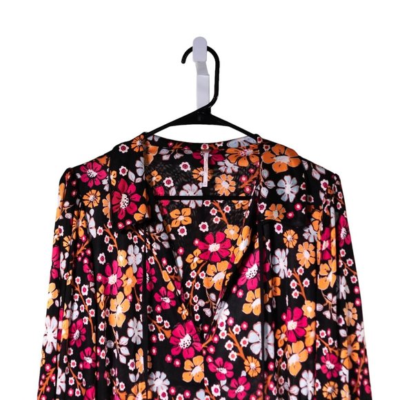 Free People Women's Dress Floral V-Neck Pockets Long Sleeve Collared Shift Small - Picture 6 of 10